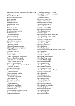 APS Mitchell 2018 Expo Display Species List