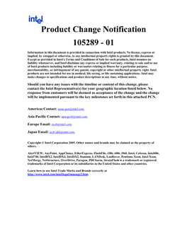 Product Change Notification 105289