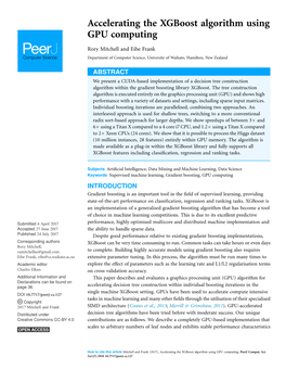 Accelerating the Xgboost Algorithm Using GPU Computing