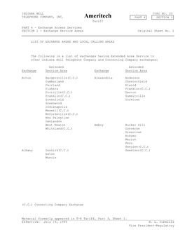 Ameritech PART 4 SECTION 1 Tariff