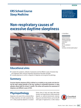 ERS School Course Sleep Medicine: Non-Respiratory Causes of Excessive Daytime Sleepiness