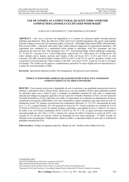 Use of S-Index As a Structural Quality Indicator for Compacted Latosols Cultivated with Maize1