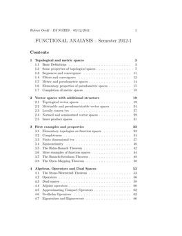 FUNCTIONAL ANALYSIS – Semester 2012-1