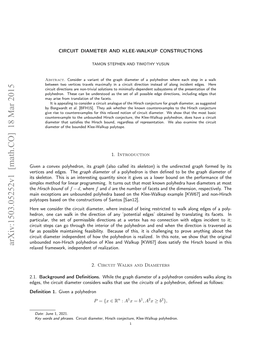 Circuit Diameter and Klee-Walkup Constructions