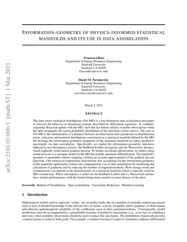 Information-Geometry of Physics-Informed Statistical Manifolds and Its Use in Data Assimilation