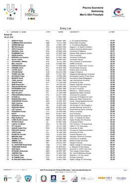 2019 World University Games: Men's Psych Sheet