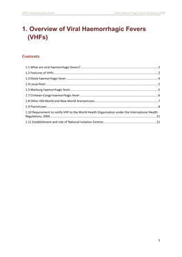 1. Overview of Viral Haemorrhagic Fevers (Vhfs)