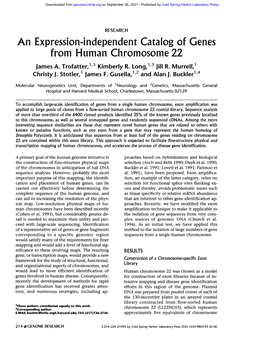 An Expression-Independent Catalog of Genes from Human Chromosome 22 James A