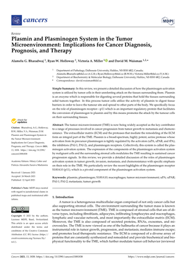 Plasmin and Plasminogen System in the Tumor Microenvironment: Implications for Cancer Diagnosis, Prognosis, and Therapy