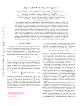 Arxiv:2012.06918V1 [Quant-Ph] 12 Dec 2020 Building on the Pioneering Insight of J.S