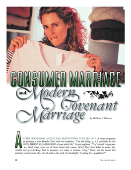 Consumer Marriage and Modern Covenant Marriage