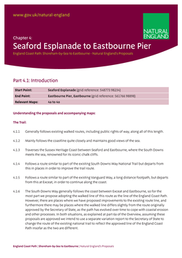 Seaford Esplanade to Eastbourne Pier England Coast Path: Shoreham-By-Sea to Eastbourne - Natural England’S Proposals