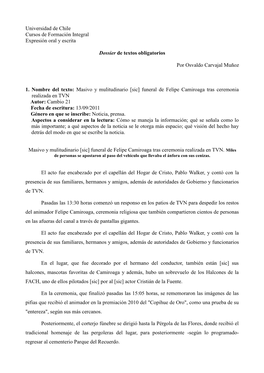 Universidad De Chile Cursos De Formación Integral Expresión Oral Y Escrita