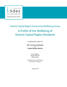 A Profile of the Wellbeing of Victoria Capital Region Residents