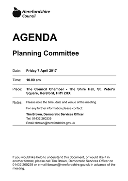 (Public Pack)Agenda Document for Planning Committee, 07/04/2017