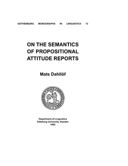 On the Semantics of Propositional Attitude Reports