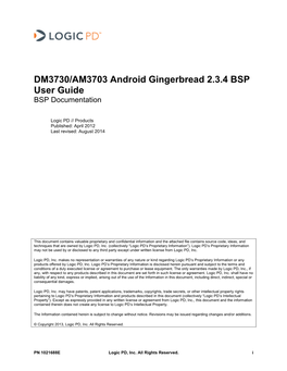 DM3730/AM3703 Android Gingerbread 2.3.4 BSP User Guide BSP Documentation