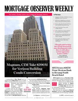 Magnum, CIM Take $390M for Verizon Building Condo Conversion