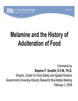 Melamine and the History of Adulteration of Food