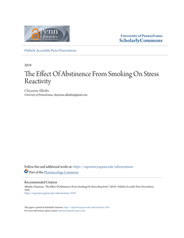 The Effect of Abstinence from Smoking on Stress Reactivity