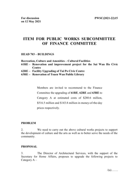 Item for Public Works Subcommittee of Finance Committee