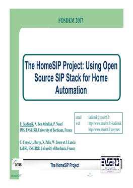 The Homesip Project: Using Open Source SIP Stack for Home Automation