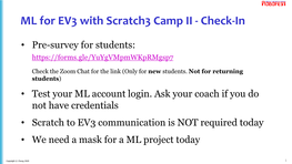 ML for EV3 with Scratch3 Camp II - Check-In