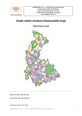 Studie Sídelní Struktury Olomouckého Kraje Návrhová Část