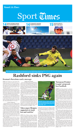 Rashford Sinks PSG Again Koeman’S Barcelona Send a Message
