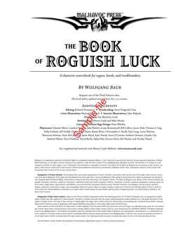 THE BOOK of ROGUISH LUCK a Character Sourcebook for Rogues, Bards, and Troublemakers