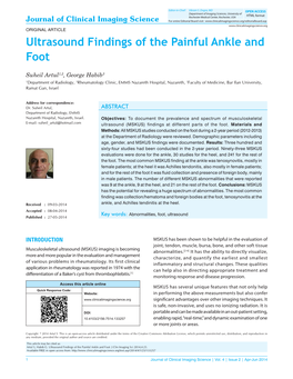 Ultrasound Findings of the Painful Ankle and Foot