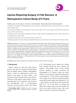 Injuries Requiring Surgery in Folk Dancers: a Retrospective Cohort Study of 9 Years