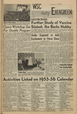 Activities Listed on 1955-56 Calendar the 1955-56 Master Calendar 17-Football, USC, Los Angeles L6-17-Play, Bryan Hall Aud