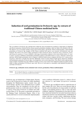 SCIENCE CHINA Induction of Seed Germination in Orobanche Spp. By