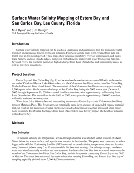 Surface Water Salinity Mapping of Estero Bay and San Carlos Bay, Lee County, Florida M.J