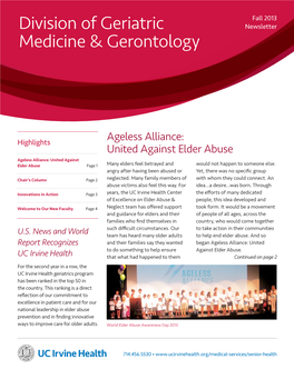 Division of Geriatric Medicine & Gerontology