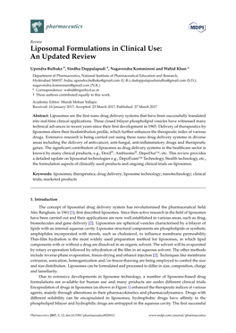 Liposomal Formulations in Clinical Use: an Updated Review