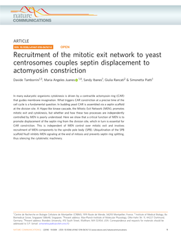 Recruitment of the Mitotic Exit Network to Yeast Centrosomes Couples Septin Displacement to Actomyosin Constriction