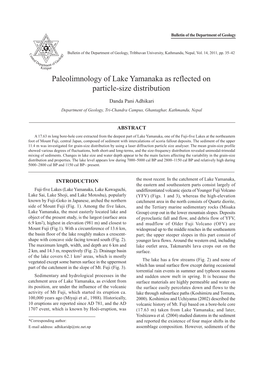 Paleolimnology of Lake Yamanaka As Reflected on Particle-Size Distribution