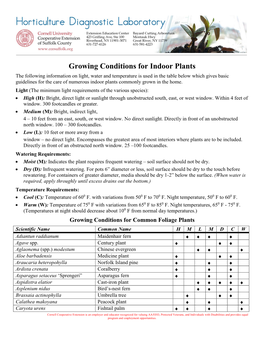 Growing Conditions for Indoor Plants