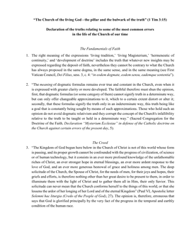 “The Church of the Living God - the Pillar and the Bulwark of the Truth” (1 Tim 3:15)