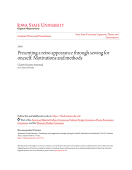 Presenting a Retro Appearance Through Sewing for Oneself: Motivations and Methods Charity Suzanne Armstead Iowa State University