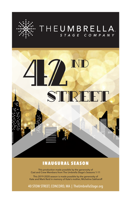 Playbill: 42Nd Street at the Umbrella