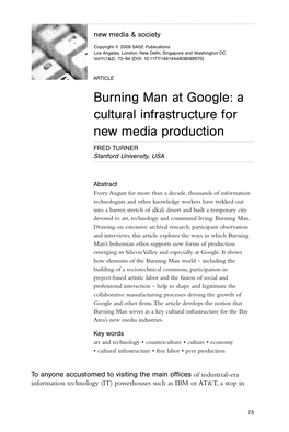 Burning Man at Google: a Cultural Infrastructure for New Media Production