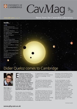 Didier Queloz Comes to Cambridge