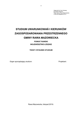 Studium Uwarunkowań I Kierunków Zagospodarowania Przestrzennego Gminy Rawa Mazowiecka