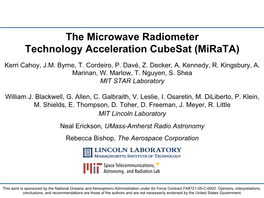 The Microwave Radiometer Technology Acceleration Cubesat