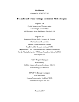 Evaluation of Truck Tonnage Estimation Methodologies