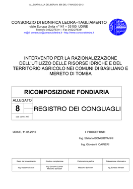 Ricomposizione Fondiaria Registro Dei Conguagli