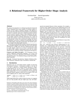 A Relational Framework for Higher-Order Shape Analysis